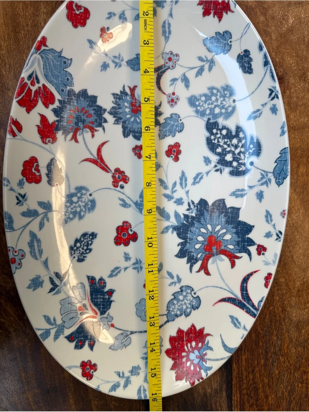 Sur La Table Red and Blue Floral Oval Serving Platter